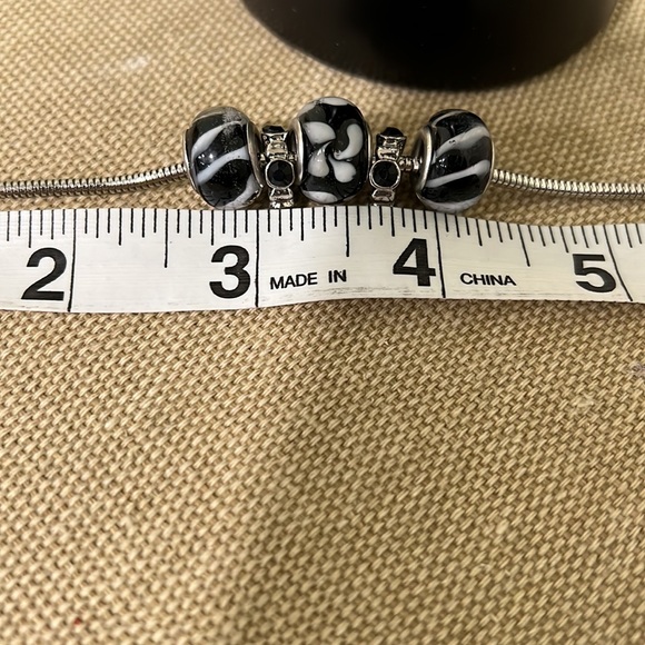 Black & Silver Tone Charming Bracelet Handcrafted by Me - Picture 4 of 7